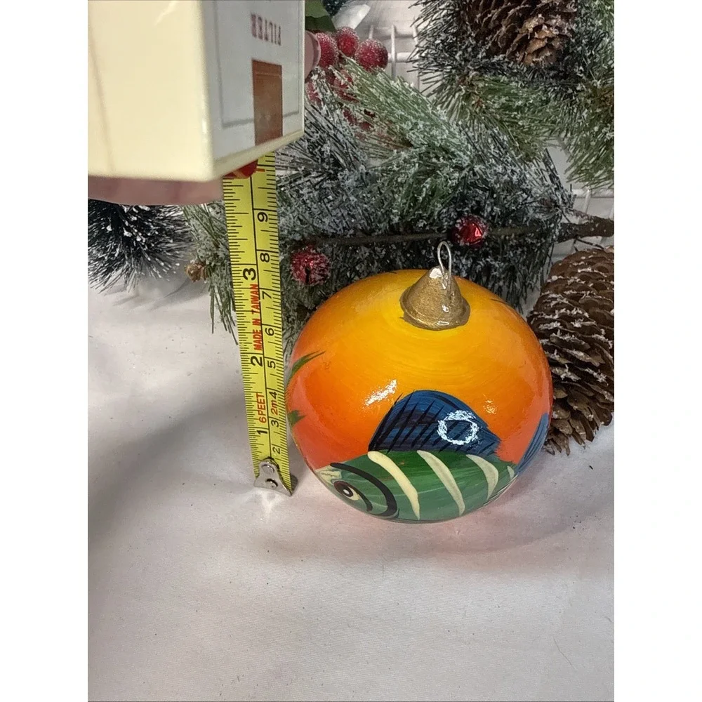 Hand Painted Wooden Fish Christmas Ornament from Mexico